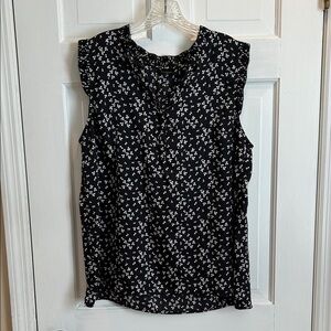 Talbots Black and White Floral Women's V-neck Top Size XL
